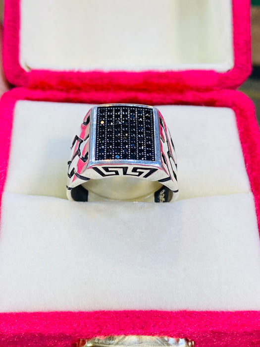 Zircon boxy style gents ring